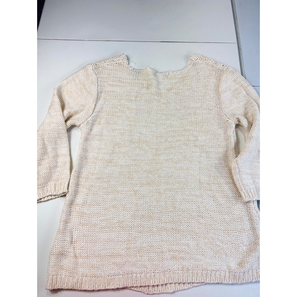 Avalin Cream Pointelle Knit Sweater 3/4 Sleeve Scoop Neck Small - Picture 8 of 8